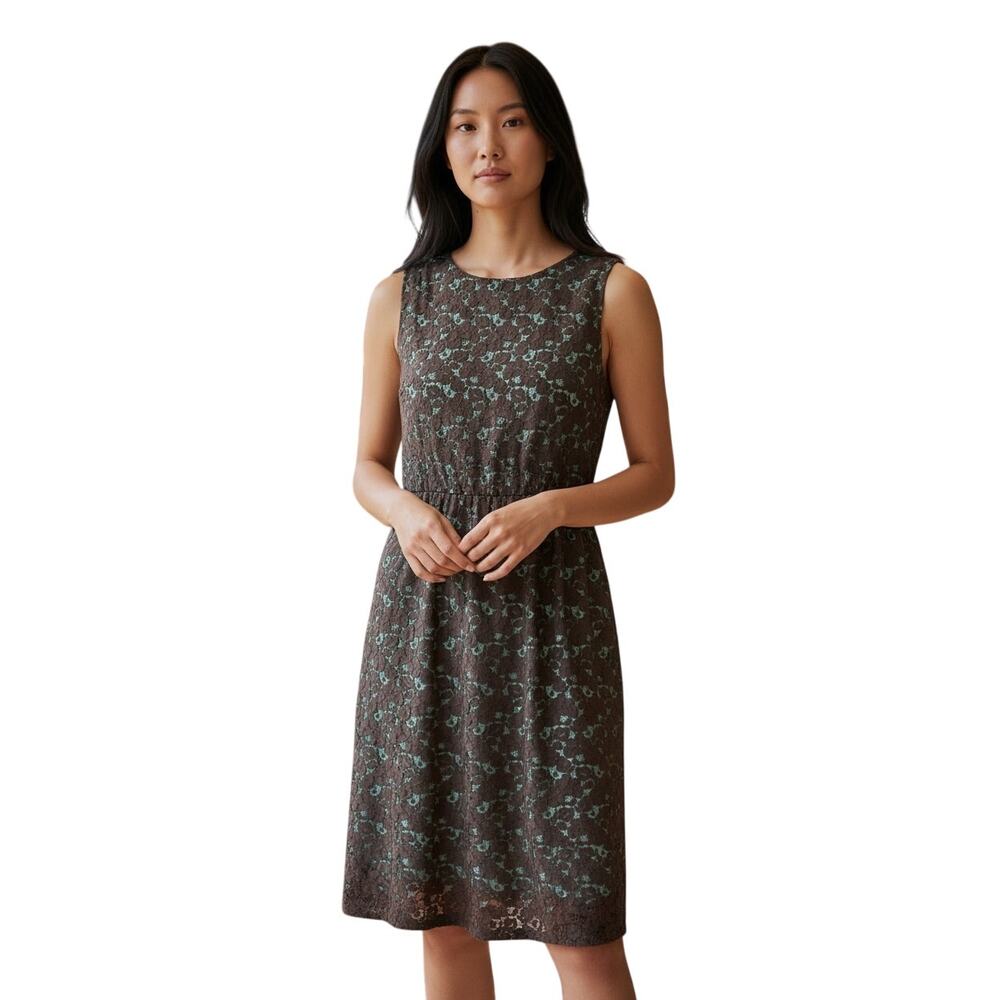 Isaac Mizrahi For Target Women's Brown Sz M A Line Dress Floral Abstract Y2K